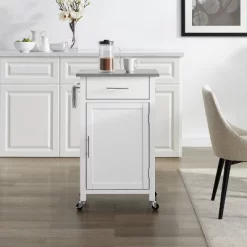Savannah Stainless Steel Top Compact Kitchen Island Cart White - Crosley -Luxe Living Interiors Shop GUEST e3c3e3db 2132 43b8 846d 124b37ada267