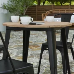 Merrick Lane Indoor/Outdoor Dining Table, 30" Round All Weather Poly Resin Top With Steel Base -Luxe Living Interiors Shop GUEST e4758af8 7d3b 44bb ad15 aa8fdc370e56