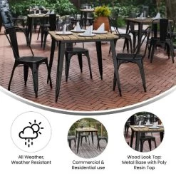 Flash Furniture Declan Commercial Grade Indoor/Outdoor Dining Table, 31.5" Square All Weather Poly Resin Top With Steel Base -Luxe Living Interiors Shop GUEST e47d69b8 8dfd 4f54 b2b7 34b637a8ff48