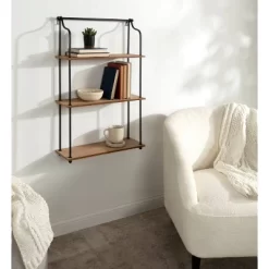 20" X 32" Walters Wood/Metal 3 Tier Shelving Brown - Kate & Laurel All Things Decor -Luxe Living Interiors Shop GUEST e5898f38 1997 4f6c b853 62a9a13ddf80