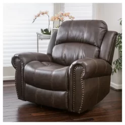 Charlie Faux Leather Leather Glider Recliner Club Chair Dark Brown - Christopher Knight Home