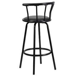 Emma And Oliver Crown Back Black Metal Barstool With Black Vinyl Swivel Seat -Luxe Living Interiors Shop GUEST e5b6ecb1 17a7 4638 895d 17ba908a0ea2
