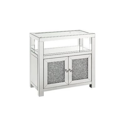 32" Noralie Cabinet Clear Glass/Mirrored/Faux Diamonds - Acme Furniture 6 32" Noralie Cabinet Clear Glass/Mirrored/Faux Diamonds - Acme Furniture - Image 4