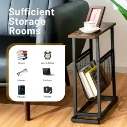 Costway 2PCS Industrial End Side Table Nightstand With Mesh Holder Rustic Brown -Luxe Living Interiors Shop GUEST e71adee3 d528 4bac 8aed 73d10acf6c4a