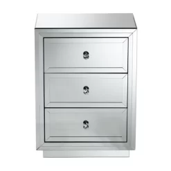 Baxton Studio Lina Mirrored 3 Drawer Nightstand Bedside Table Silver - BaxtonStudio -Luxe Living Interiors Shop GUEST e8235fcf 239c 49a9 a6dc 786fbce2b2fd