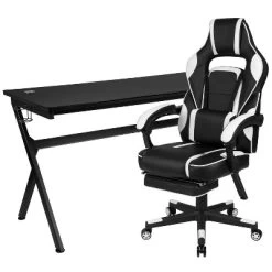 Flash Furniture Gaming Desk With Cup Holder/Headphone Hook/Removable Mousepad Top & Reclining Back/Arms Gaming Chair With Footrest 32 Flash Furniture Gaming Desk With Cup Holder/Headphone Hook/Removable Mousepad Top & Reclining Back/Arms Gaming Chair With Footrest -Luxe Living Interiors Shop GUEST e83372ce 1d7b 4bba b0a1 0286982c596f