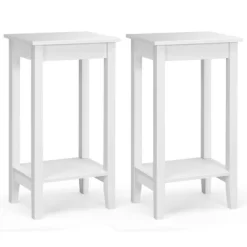Costway 2PCS 2-Tier Nightstand End Side Table Coffee Table Wooden Legs Bedroom -Luxe Living Interiors Shop GUEST e8447583 3e3e 4219 a2f5 ff0b5dc27841