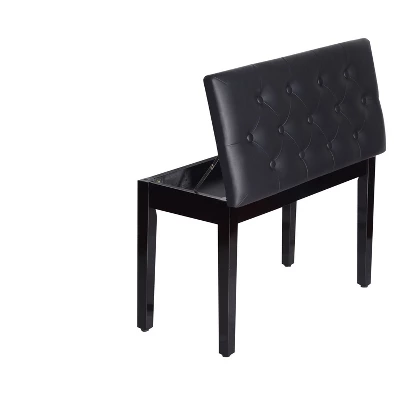 HOMCOM Traditional Country Birchwood Faux Leather Padded 2 Person Piano Bench - Black 8 HOMCOM Traditional Country Birchwood Faux Leather Padded 2 Person Piano Bench - Black - Image 6