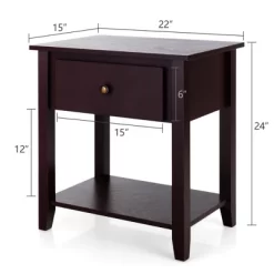 Costway 2PCS Nightstand Sofa End Side Table W/ Storage Drawer Bottom Shelf Espresso -Luxe Living Interiors Shop GUEST e8d3da3d dbb5 47dc 8bf2 a2793d979cf4