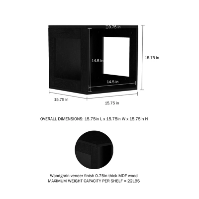 Hastings Home End Table, Stackable Modular Cube With Open Sides, Black 4 Hastings Home End Table, Stackable Modular Cube With Open Sides, Black - Image 2