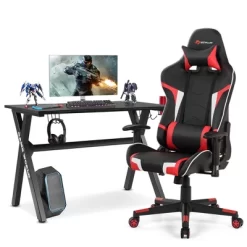 Costway X-Shaped Gaming Desk & Racing Style Massage Chair Set Home Office Black+White/Blue/Grey/Red -Luxe Living Interiors Shop GUEST e9703243 e3b2 497e a1ec c5ad1f6dfe46