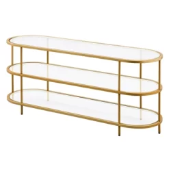 Brass Finish Oval TV Stand - Henn&Hart 15 Brass Finish Oval TV Stand - Henn&Hart -Luxe Living Interiors Shop GUEST e9a60b56 d6a7 4c29 b08d 7a299507475d
