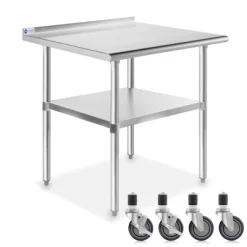 GRIDMANN Stainless Steel Table With Backsplash & 4 Casters (Wheels), NSF Commercial Kitchen Work & Prep Table -Luxe Living Interiors Shop GUEST ea9f6c33 1f63 499a 9af2 8f8e08b1e13c