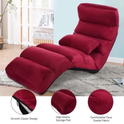 Costway Folding Lazy Sofa Chair Stylish Sofa Couch Bed Lounge Chair W/Pillow Burgundy 14 Costway Folding Lazy Sofa Chair Stylish Sofa Couch Bed Lounge Chair W/Pillow Burgundy -Luxe Living Interiors Shop GUEST eadf1a3d 918c 4c42 a83e 2ce85dc741d3