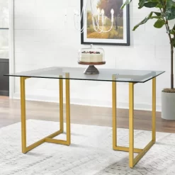 Contemporary Ming 55" Dining Table With Clear Tempered Transparent Glass Tabletop-The Pop Maison -Luxe Living Interiors Shop GUEST edacbbec 5273 42be a6db 2845624e0a98