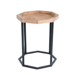 Grayson Wood And Metal Side Table Natural - Finch