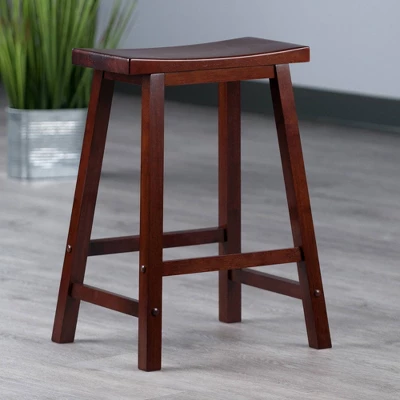 Saddle Seat 24" Counter Height Barstool Hardwood/Walnut - Winsome 8 Saddle Seat 24" Counter Height Barstool Hardwood/Walnut - Winsome - Image 6