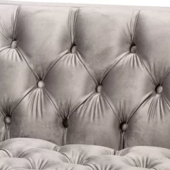 Zanetta Velvet Finished Sofa Gray - Baxton Studio