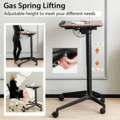 Costway Pneumatic Standing Desk Tilting Adjustable Laptop Cart Mobile Podium Cup Holder -Luxe Living Interiors Shop GUEST efd3ec7d 871c 4454 ad61 7a10230e663e