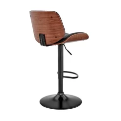 Brock Adjustable Counter Height Barstool With Faux Leather Seat Walnut Finish Back Steel Base - Armen Living -Luxe Living Interiors Shop GUEST efe60b4e 2528 4fcf 9923 367e48da1450