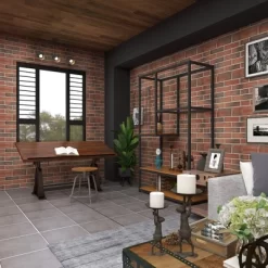 Industrial Teak Wood Console Table Brown - Olivia & May -Luxe Living Interiors Shop GUEST f08dd683 3c5c 4825 a19f 88f4f65e5c3d