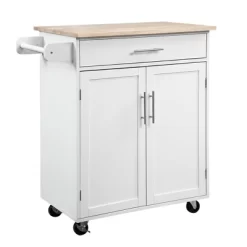 HOMCOM Kitchen Island Cart Rolling Trolley Cart With Drawer, Storage Cabinet & Towel Rack -Luxe Living Interiors Shop GUEST f1293d07 9954 4422 831a ef0bfcdd274b