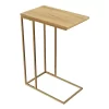 C-Shaped End Table - Mango Wood Side Table With Gold Iron Frame For Couch, Loveseat, Or Bed - Modern Living Room Furniture By Lavish Home