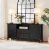Yaheetech 58in Modern TV Console Table Mid-century TV Storage Cabinet Black
