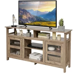 Costway 58'' TV Stand Entertainment Console Center W/ 2 Cabinets Up To 65'' GreyBlackWalnut -Luxe Living Interiors Shop GUEST f353767d 5614 4585 aa93 1d418f8164f6