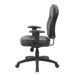 Leather Task Chair With Adjustable Arms Black - Boss Office Products -Luxe Living Interiors Shop GUEST f3b74274 b963 4c53 8677 3101ba4bd78d