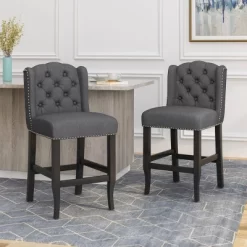 Set Of 2 Foxcroft Wingback Counter Height Barstools - Christopher Knight Home