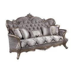 90" Elozzol Sofa Fabric/Antique Bronze Finish - Acme Furniture
