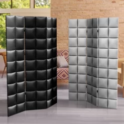 6" Double Sided Glam Leather Print Canvas Room Divider Black - Oriental Furniture -Luxe Living Interiors Shop GUEST f5443384 ac72 439d a511 258a2396bb4b