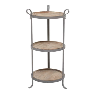 Industrial Metal Round Tiered Table Gray - Olivia & May 12 Industrial Metal Round Tiered Table Gray - Olivia & May - Image 10