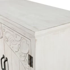 LuxenHome Farmhouse White Wood 2-Door Accent Storage Cabinet. -Luxe Living Interiors Shop GUEST f6ff9bb8 a49f 499f a141 2f6ae1073bf5