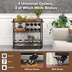 Costway 3-Tier Mobile Bar Serving Cart Liquor Storage Trolley With Removable Tray Wine Rack -Luxe Living Interiors Shop GUEST f7264b9e c15a 443d 8fca dbad234cdb45