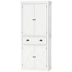 HOMCOM Freestanding Modern Farmhouse 4 Door Kitchen Pantry Cabinet, Storage Cabinet Organizer With 6-Tiers, 1 Drawer And 4 Adjustable Shelves, White 9 HOMCOM Freestanding Modern Farmhouse 4 Door Kitchen Pantry Cabinet, Storage Cabinet Organizer With 6-Tiers, 1 Drawer And 4 Adjustable Shelves, White -Luxe Living Interiors Shop GUEST f7a20809 8c3e 4a6f 8130 776f3c9fdc35