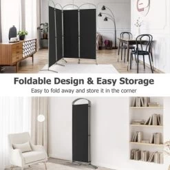 Costway 4 Panels Folding Room Divider 6 Ft Tall Fabric Privacy Screen Black/Brown/Grey/White -Luxe Living Interiors Shop GUEST f8b8d366 3df0 40eb b208 b8b328a76d61