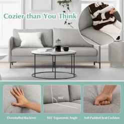 Costway Modern 76'' Loveseat Sofa Couch For Living Room Apartment Dorm With Metal Legs Gray -Luxe Living Interiors Shop GUEST f8be856f 6929 401b 8e0e 027d2ac8d472