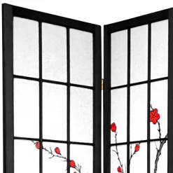 7 Ft. Tall Cherry Blossom Shoji Screen - Black (3 Panels) -Luxe Living Interiors Shop GUEST f953d5ae f73b 4a63 a320 638057c121b9