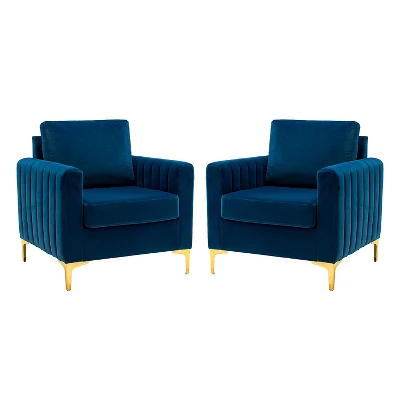 Set Of 2 Iapygia Contemporary Tufted Wooden Upholstered Club Chair With Metal Legs For Bedroom Club Chair| ARTFUL LIVING DESIGN 16 Set Of 2 Iapygia Contemporary Tufted Wooden Upholstered Club Chair With Metal Legs For Bedroom Club Chair| ARTFUL LIVING DESIGN - Image 14