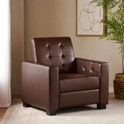Craigue Contemporary Tufted Faux Leather Pushback Recliner - Christopher Knight Home