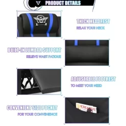 Tangkula PU Leather Gaming Recliner Chair Single Massage Lounge Sofa W/ Lumbar Cushion Blue 17 Tangkula PU Leather Gaming Recliner Chair Single Massage Lounge Sofa W/ Lumbar Cushion Blue -Luxe Living Interiors Shop GUEST fbbe8066 419d 4f80 9dd4 141b3cd81350