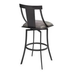 30" Brisbane Faux Leather Metal Counter Height Barstool Gray/Black - Armen Living