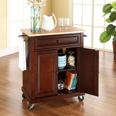 Compact Wood Top Kitchen Cart - Crosley 4 Compact Wood Top Kitchen Cart - Crosley - Image 2