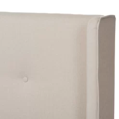 Brooklyn Mid Century Modern Walnut Wood Fabric Upholstered Platform Bed Beige - Baxton Studio -Luxe Living Interiors Shop GUEST fc43e29f 9fff 4d1b 9e6c 93bc1f361537