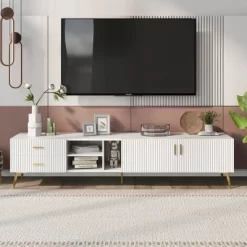 Modern TV Stand For TVs Up To 77'' With 5 Champagne Legs-ModernLuxe -Luxe Living Interiors Shop GUEST fc4c4da8 fbaf 438d be64 3bdedd6984b2