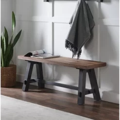 48" Odin Solid Wood Bench Black - Alaterre Furniture