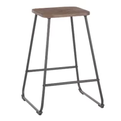 Set Of 2 Zac Industrial Counter Height Barstool Espresso - LumiSource