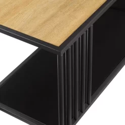 55.5" Modern 4 Shelf With Metal Bar Room Divider Bookcase Coastal Oak/Black - Saracina Home -Luxe Living Interiors Shop GUEST ffa6e104 97bb 4319 b27b 600bbe750d80